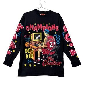 90's Kid BrandMakers Long Sleeve Shirt Mens Medium Black Retro Gaming Basketball
